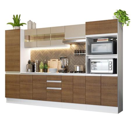 Imagem de Cozinha Completa 100% MDF Madesa Smart 300 cm Com Armário, Balcão e Tampo