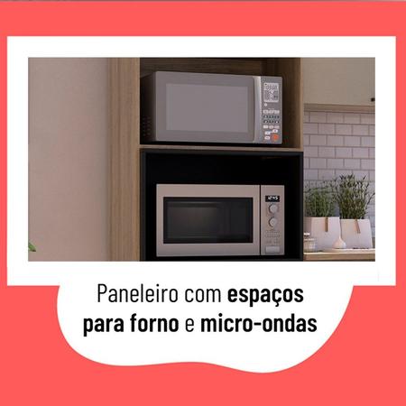 Armário de Cozinha Aéreo com iluminação 200cm Caiena Thela