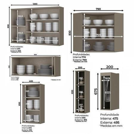 Cozinha Completa Planejada de canto 3,09x1,68mt 11 peças Linha