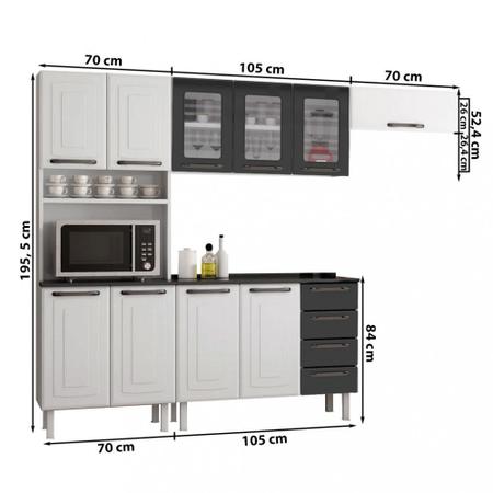 Cozinha Completa Colormaq Titanium 4 Peças em Aço 195x245x43,5cm