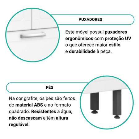 Imagem de Cozinha completa de Aço com Armário Aéreo Triplo e Balcão de Cozinha 3 Portas Multipla Bertolini Branco 