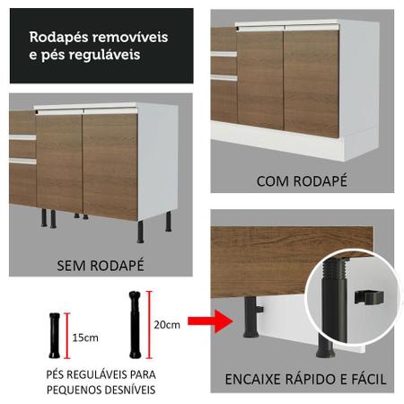 Imagem de Cozinha Completa de Canto Madesa Glamy 399002 com Armário e Balcão (Sem Tampo e Pia) - Branco/Rustic