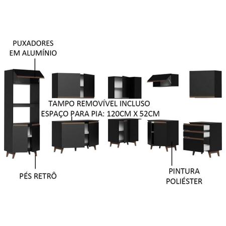 Cozinha Completa de Canto Madesa Reims 462001 com Armário e Balcão