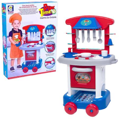 Imagem de Cozinha Completa Infantil 71cm De Brinquedo Play Time Com Acessórios Meninos Meninas Cotiplás