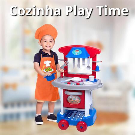 Imagem de Cozinha Completa Infantil 71cm De Brinquedo Play Time Com Acessórios Meninos Meninas Cotiplás