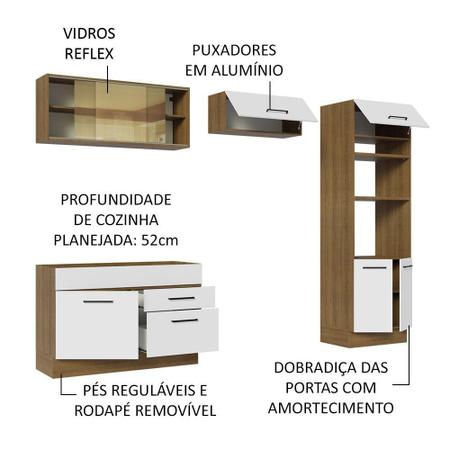 Imagem de Cozinha Completa Madesa Agata 27000 com Armário e Balcão (Sem Tampo e Pia) - Rustic/Branco