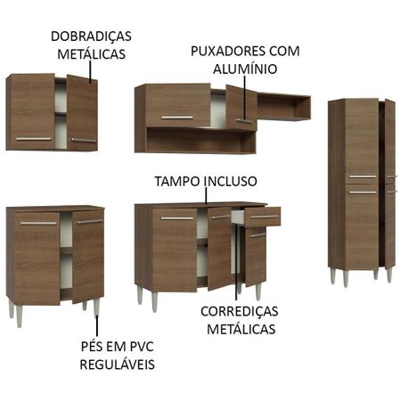 Armário de Cozinha Completa Madesa Emilly 293001 com Balcão e Paneleiro -  Rustic/Preto - Armário de Cozinha - Magazine Luiza