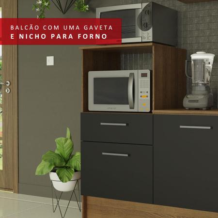 Imagem de Cozinha Completa Madesa Onix 240001 com Armário e Balcão - Rustic/Preto