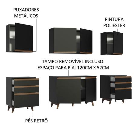 Imagem de Cozinha Completa Madesa Reims 240002 com Armário e Balcão - Preto