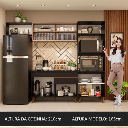 Imagem de Cozinha Completa Madesa Reims 260001 com Armário e Balcão - Preto/Rustic