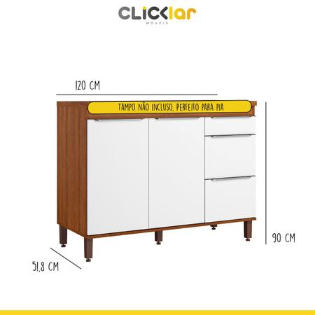 Imagem de Cozinha Completa Modulada 268 Cm 5 Peças 11 Portas 3 Gv MDP Mel Branco - ClickLar