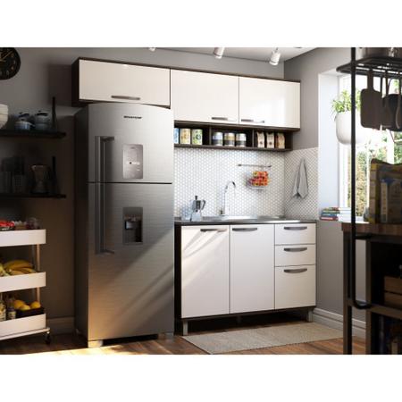 Imagem de Cozinha Completa Modulada 3 PeAas, ArmArios AAreos e BalcAo para Pia 120cm Sara Luciane MA³veis