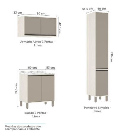 Imagem de Cozinha Completa Modulada 8 PeAas Vidro Reflecta, Paneleiros ArmArios e BalcAµes Linea Luciane MA³veis