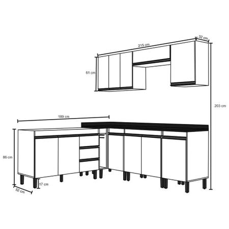 Jogo De Cozinha Completa Modulada Malbec Avelã 08 Peças Peternella