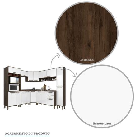 Imagem de Cozinha Completa Modulada de Canto 8 Peças, Paneleiro Torre, Armários e Balcões Sara Luciane Móveis