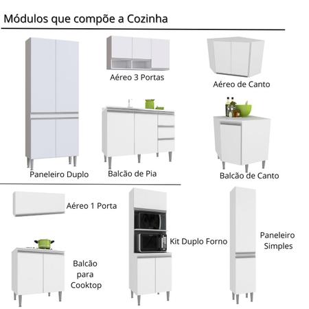 Imagem de Cozinha Completa Modulada de Canto Athena 10 Módulos  Branco