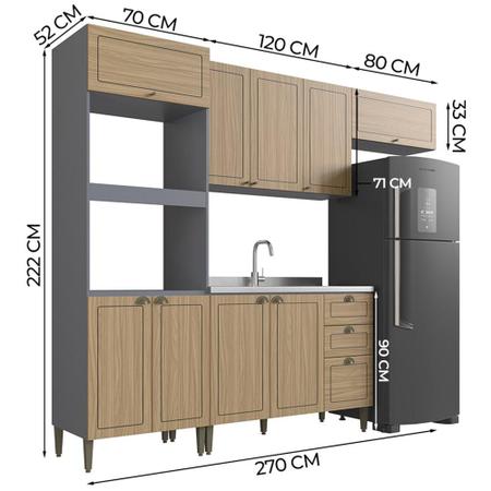 Imagem de Cozinha Completa Modulada Édez Due, 4 Peças, Cedro e Grafite