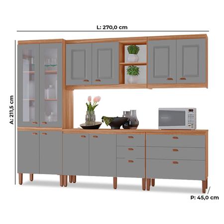 Imagem de Cozinha Completa Modulada Jéssica Tuboarte 100% MDF Premium com 2 Balcões Independentes 10 Portas e 6 Gavetas