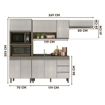 Imagem de Cozinha Completa Modulada Karen 4 Módulos 8 Portas e 3 Gavetas Cor Malbec e Avelã - Peternella Móveis