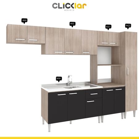 Imagem de Cozinha Completa Modulada Max 300 Cm 5 Peças 13 Portas 1 Gv MDP Nogueira Grafite - ClickLar