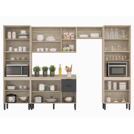 Imagem de Cozinha Completa Modular Firenze 6 Peças Composição 5 Avena Touch Grafito FI0005 Demóbile