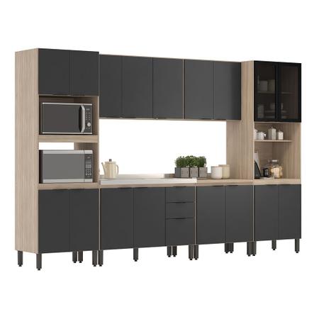 Imagem de Cozinha Completa Modular Firenze Sem Tampo 6 Peças Avena Touch Grafito FMT006 Demóbile