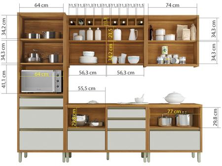 Imagem de Cozinha Completa Nesher Lady com Balcão para Pia 7 Portas 8 Gavetas 100% MDF