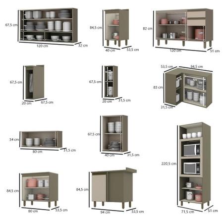 Cozinha Completa Americana 19 Peças (1 Torre Quente + 1 Cristaleira + 6  Aéreos + 5 Balcões + 1 Porta Toalha + 5 Tampos) CZ264 - Henn na Costa Rica  Colchão