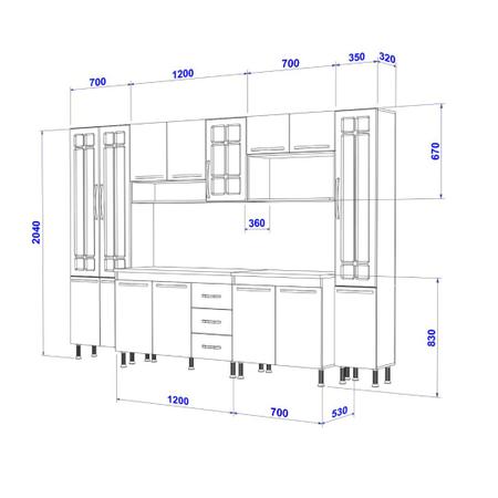 Cozinha Completa Sophie Paris Modulada 6 Peças 330 Cm 15 Portas 3 Gavetas  Com Tampo Nagal Salinas em Promoção na Americanas