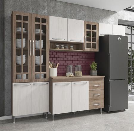 Cozinha Completa Sophie Paris Modulada 6 Peças 330 Cm 15 Portas 3 Gavetas  Com Tampo Nagal Salinas em Promoção na Americanas