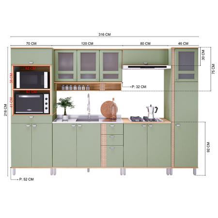 Imagem de Cozinha Completa Verona 13 Portas 4 Gavetas com Vidro 6178.103 Avenca - Indékes