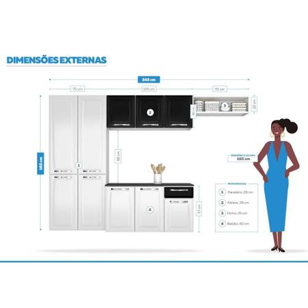 Imagem de Cozinha de Aço Amanda 2,45X1,65M Branco/Preto Itatiaia