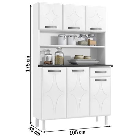 Imagem de Cozinha de Aço Compacta Rubi 6 Portas 1 Gaveta Smart Branco - Telasul