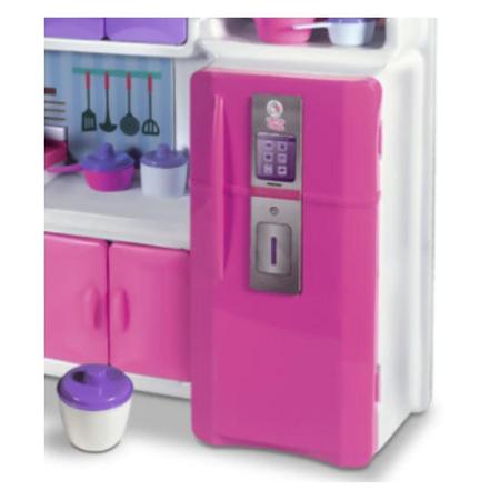 Cozinha De Brinquedo Com Geladeira Utensílios Rosa - SHOPBR Imagem de Cozinha De Brinquedo Com Geladeira Utensílios Rosa