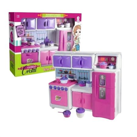 Cozinha De Brinquedo Com Geladeira Utensílios Rosa - SHOPBR Imagem de Cozinha De Brinquedo Com Geladeira Utensílios Rosa
