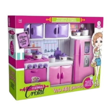 Cozinha De Brinquedo Com Geladeira Utensílios Rosa - SHOPBR Imagem de Cozinha De Brinquedo Com Geladeira Utensílios Rosa