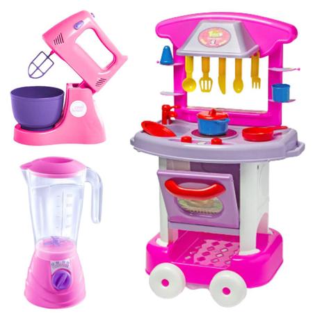 Imagem de Cozinha De Brinquedo Infantil Grande Completa Acessórios Liquidificador Batedeira Brinquedos Cotiplás
