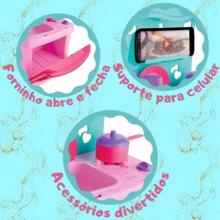 Imagem de Cozinha E Geladeira Infantil De Brinquedo Kit Com Acessórios Sonho De Menina 50cm Panelinhas Cardoso