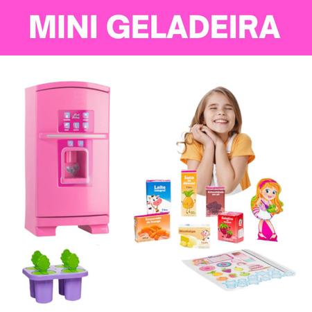 Imagem de Cozinha Fogão Mini Geladeira Big Completa Kit Infantil Rosa