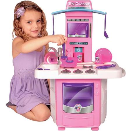 Imagem de Cozinha Infantil Big Cozinha Brinquedo Infantil Completa Fogão e Pia 16 Acessórios