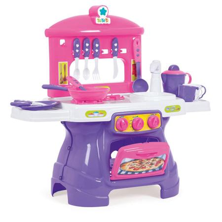 Kit Cozinha Infantil Joguinho De Outelaria Mini Chef Cor Rosa-chiclete