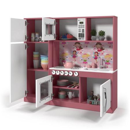 Imagem de Cozinha Infantil Com Refrigerador P/ Meninas Em Mdf
