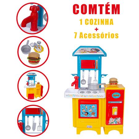 Imagem de Cozinha Infantil Completa Brinquedo Turma Da Mônica Geladeira