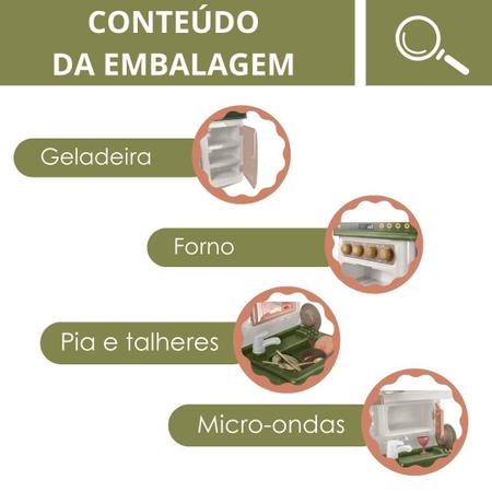 Imagem de Cozinha Infantil Completa Pia Fogão Geladeira + Acessórios - Roma