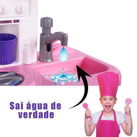 Imagem de Cozinha Infantil Fogão Brinquedo Completa Pia Sai Água Interativa Grande