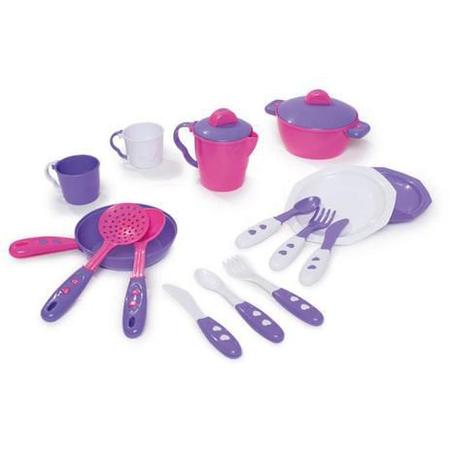 Kit Cozinha Infantil Joguinho De Outelaria Mini Chef Cor Rosa-chiclete