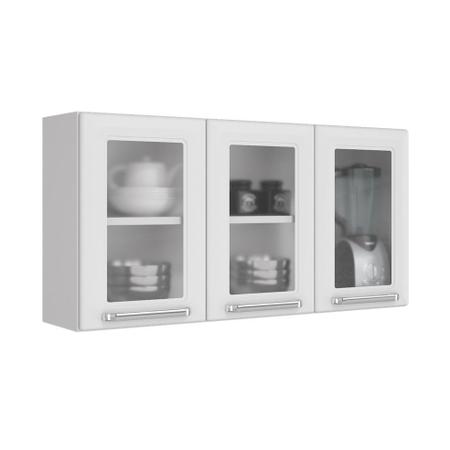 Imagem de Cozinha Itatiaia Luce Compacta 4 Pecas 3 Vidros Branco Paneleiro Armario Aereo Gabinete  