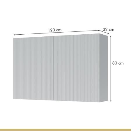 Imagem de Cozinha Modulada 10 Peças com 3 Balcões 5 Armários Aéreos Ripado 1 Paneleiro 1 Painel de Ilha Nesher 100% MDF Rainha Gourmet