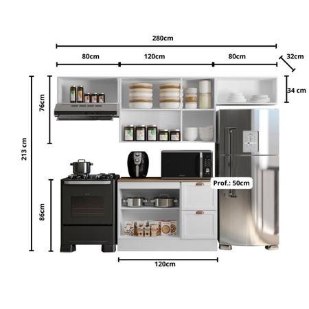 Imagem de Cozinha Modulada 4 Peças 7 Portas 2 Gavetas Balcão com Tampo Unna