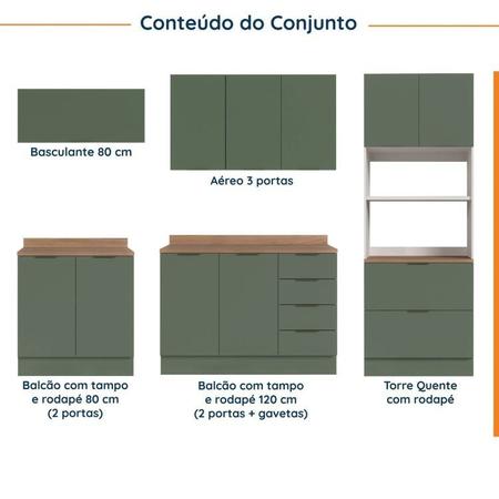 Imagem de Cozinha Modulada 5 Peças com Tampo 2 Aéreos 2 Balcões 1 Torre Quente Ipanema CabeCasa MadeiraMadeira